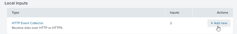 Splunk local inputs menu