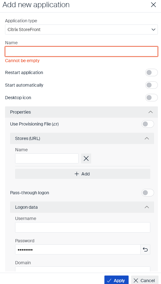 Citrix StoreFront logon data details