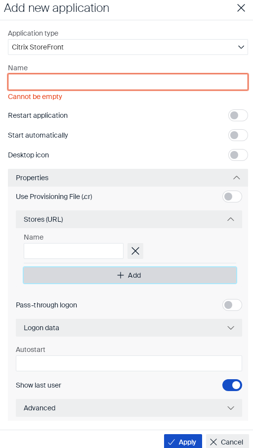 Citrix StoreFront Stores (URL) details