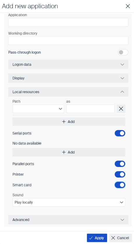 RDP local resources details