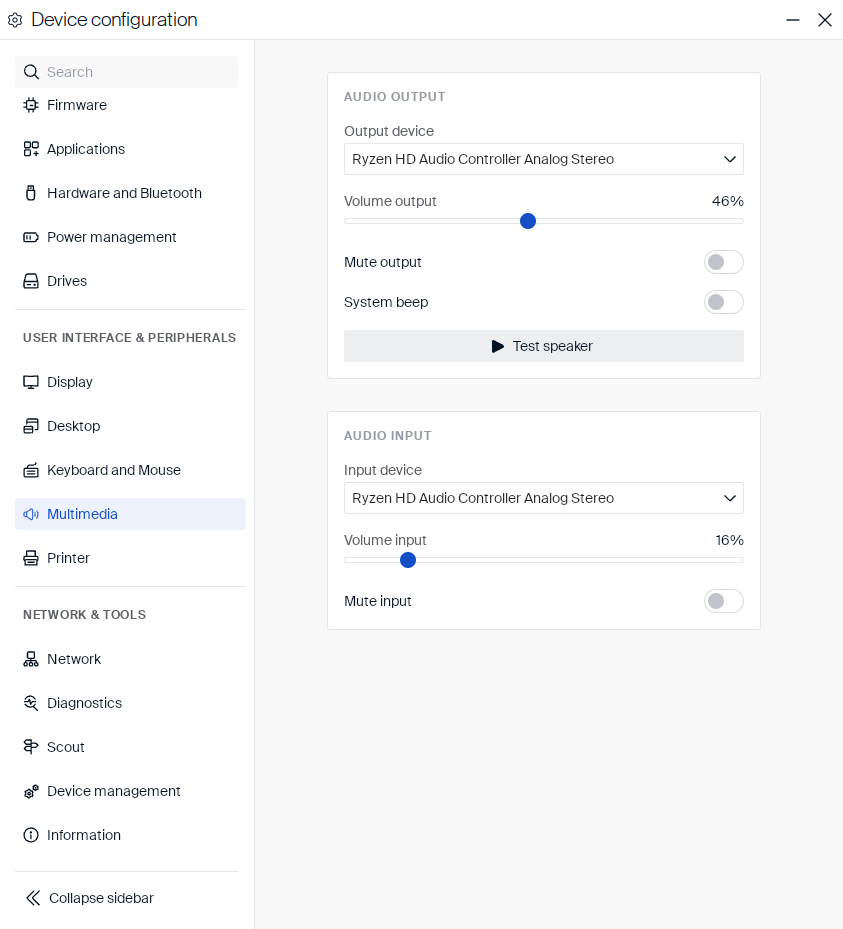 Multimedia settings