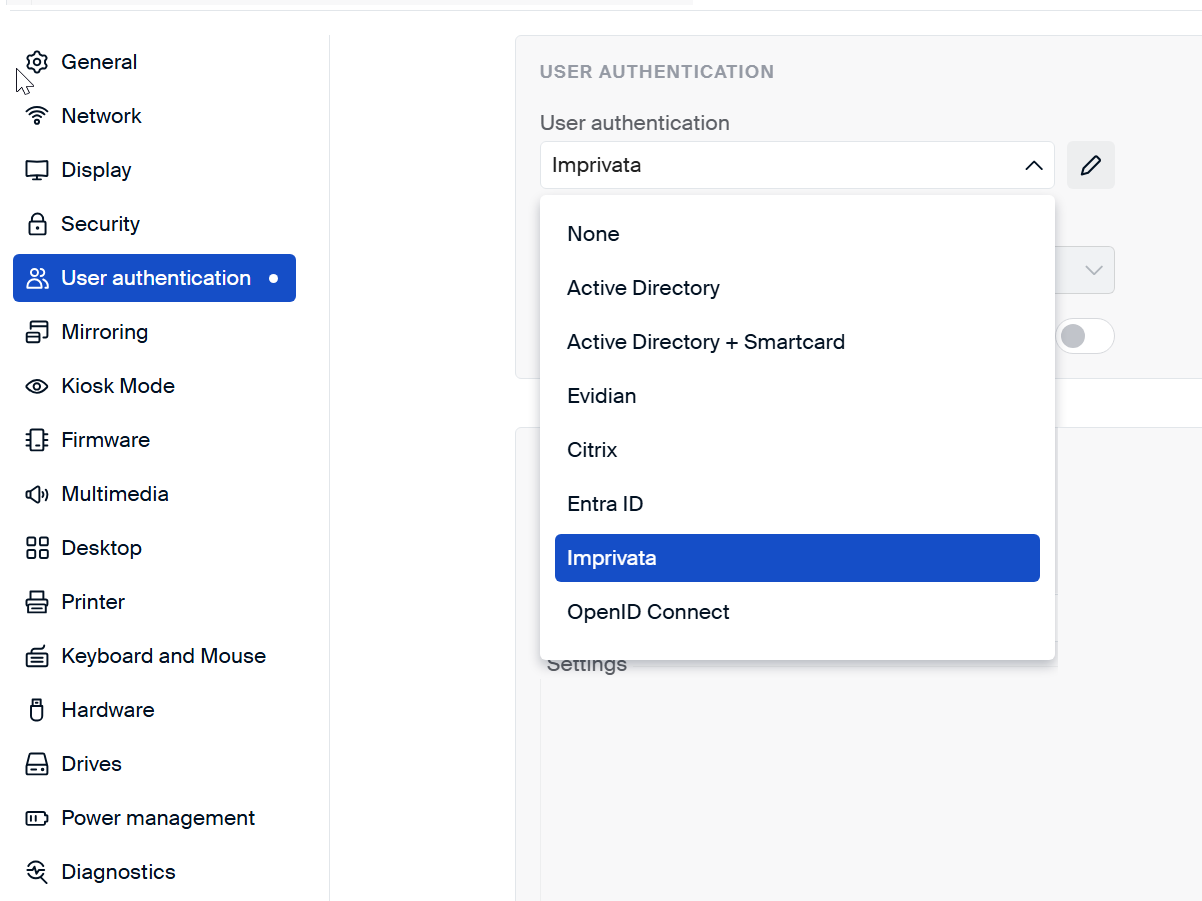 Scout Authentication Settings Screenshot
