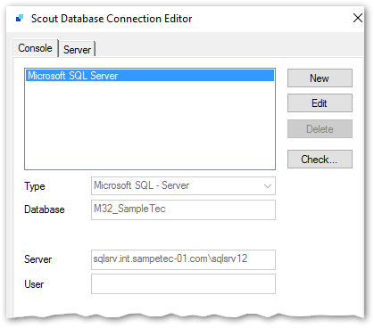 Scout Database Connection Editor