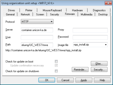 Firmware update screenshot
