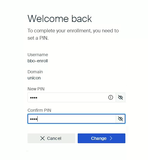 Pin enrollment UI during login