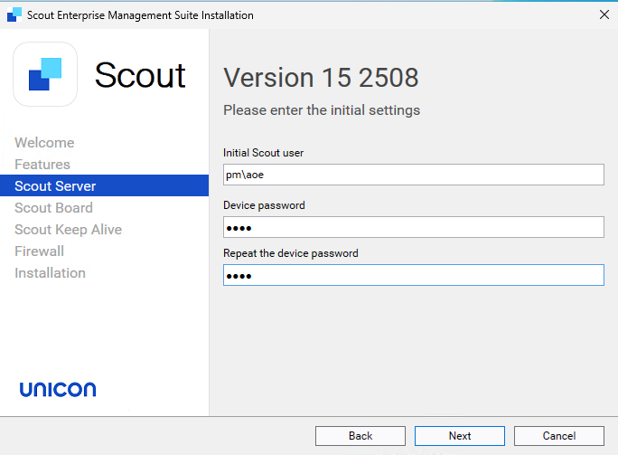 Scout Initial Settings