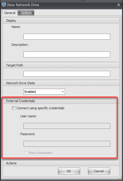 Network drive credentials