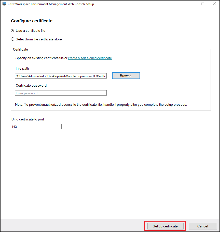 Configurer le certificat