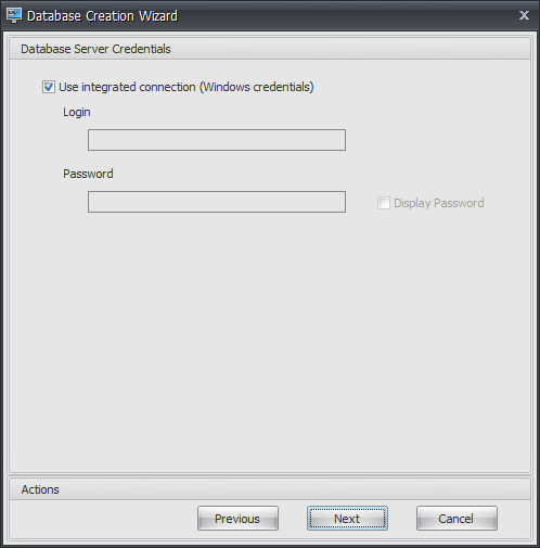 WEM database server credential