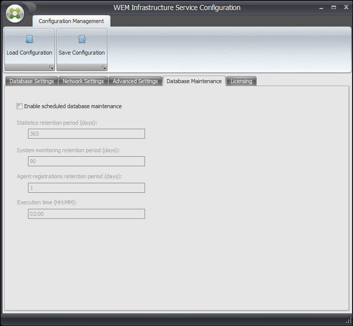 Mantenimiento de bases de datos de configuración de servicios