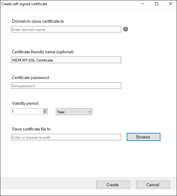 Create self-signed certificate