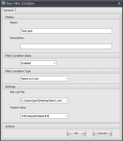 New Filter Condition