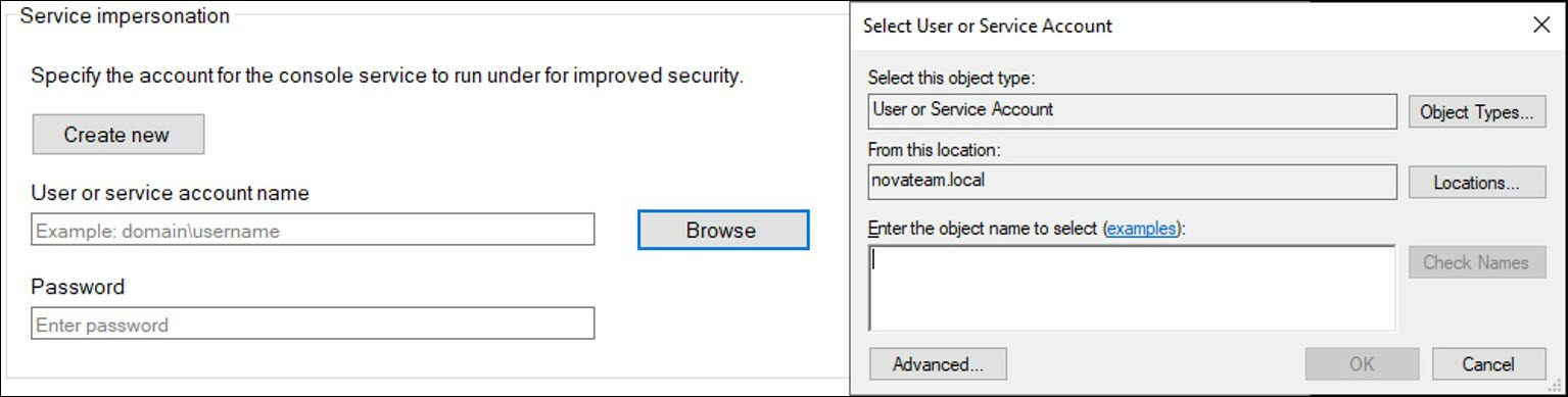 Service impersonation - select user