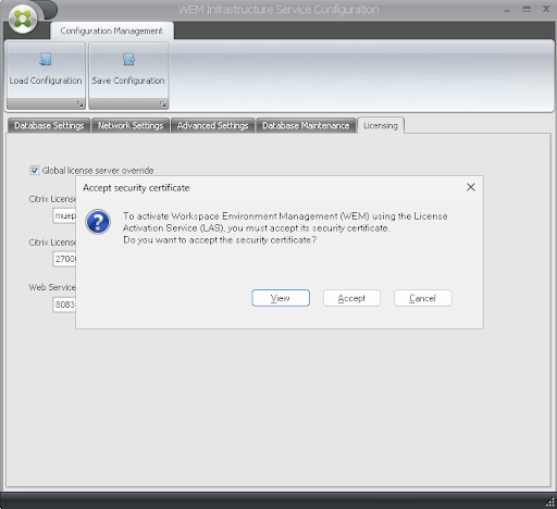 Infrastructure service configuration licensing