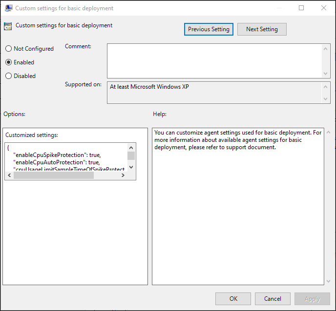 WEM custom setting for basic deployment