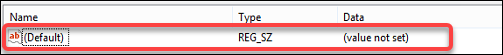 Registry value in the registry editor