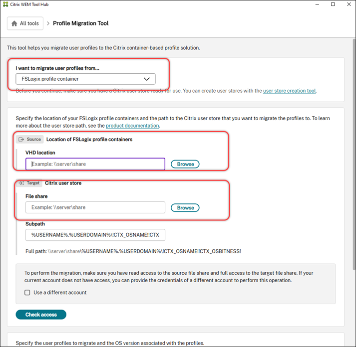 Source Target location