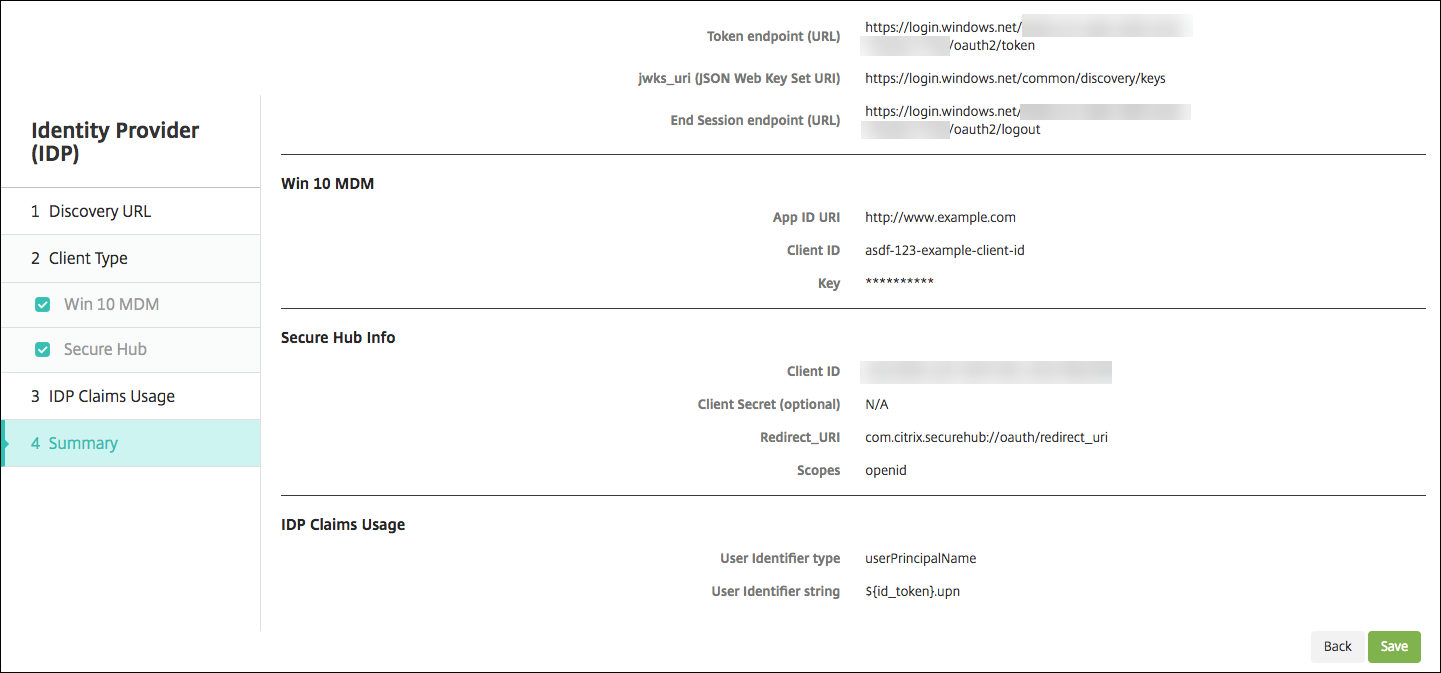 Image of Identity Provider configuration screen