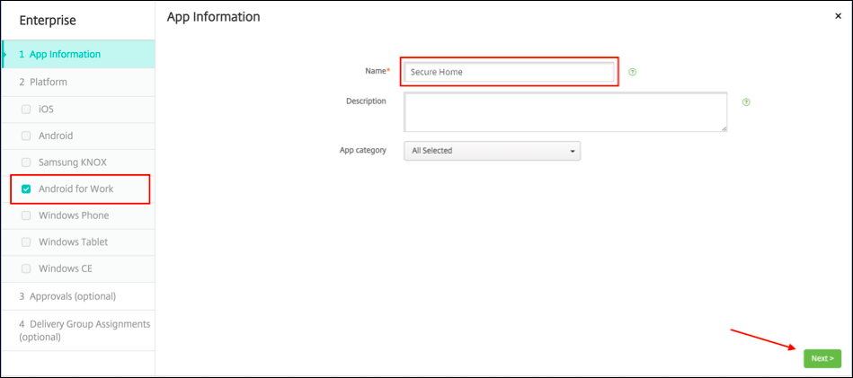 Imagen de la aplicación de Android Enterprise