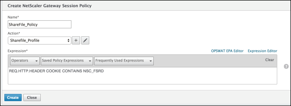 Écran du profil de session de Citrix Gateway