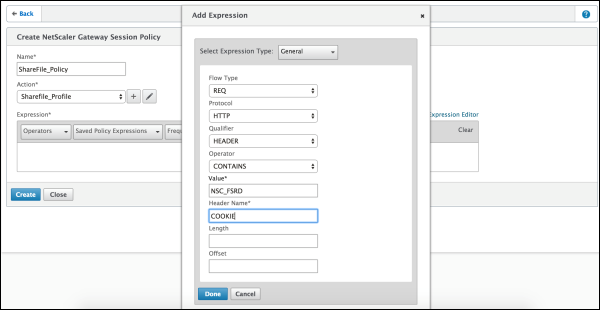 Écran du profil de session de Citrix Gateway