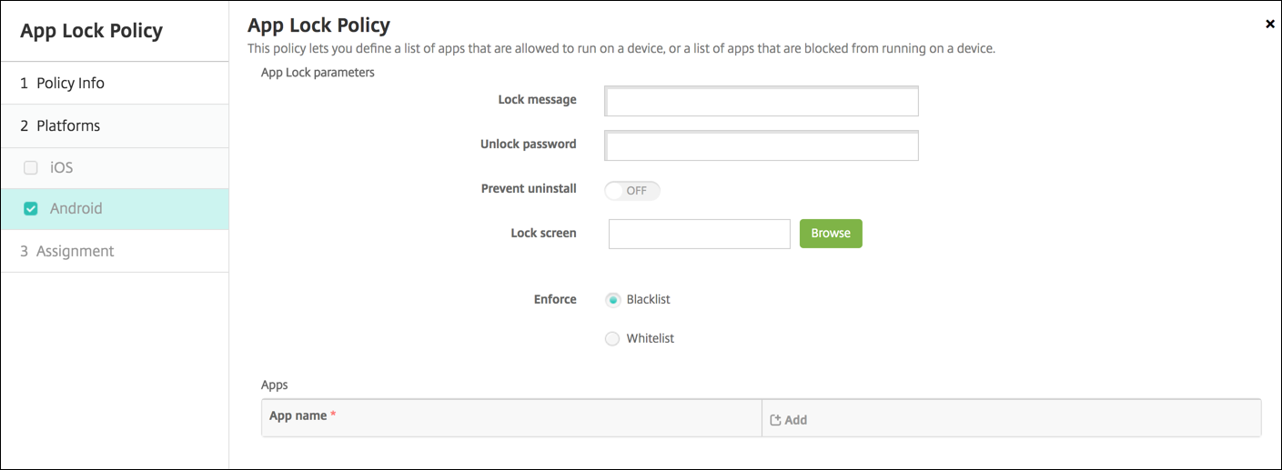 Image of Device Policies configuration screen