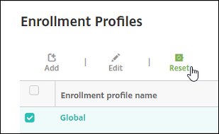 Redefinir configuração do Perfil de registro Global