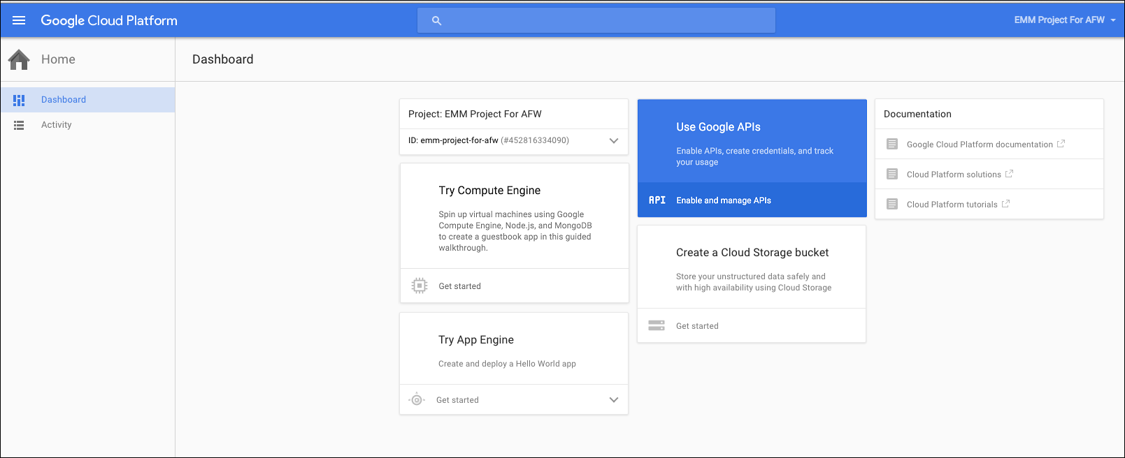 Image of the Use Google APIs option