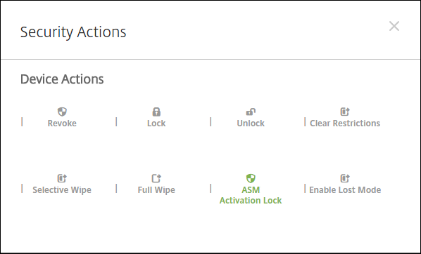 Écran de configuration d'appareil