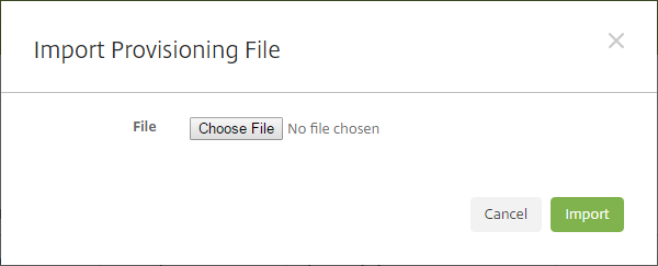 Image of the Import Provisioning File dialog box