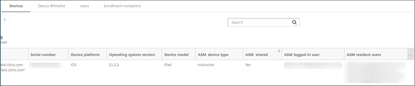 Pantalla de configuración de dispositivos