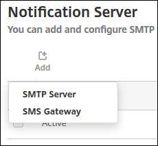 Benachrichtigungsserver – Hinzufügen eines SMS-Gateways